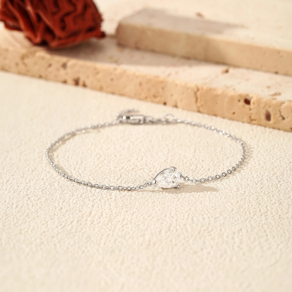 Bracelet Femme en Argent Moissanite Goutte Prestige