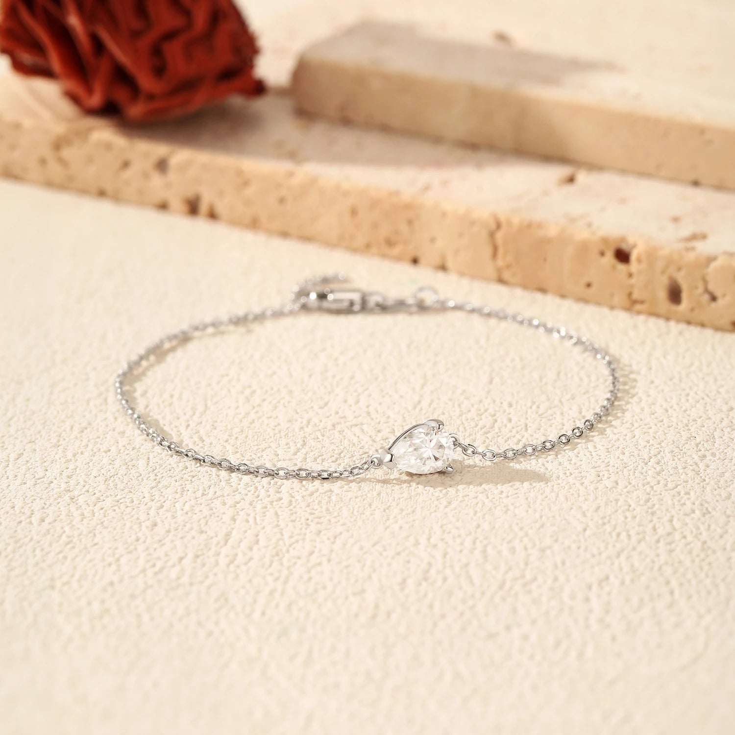 Bracelet Femme en Argent Moissanite Goutte Prestige