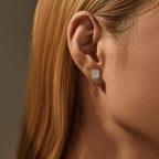 Boucles d’Oreilles Femme Argent Moissanite Émeraude Prestige