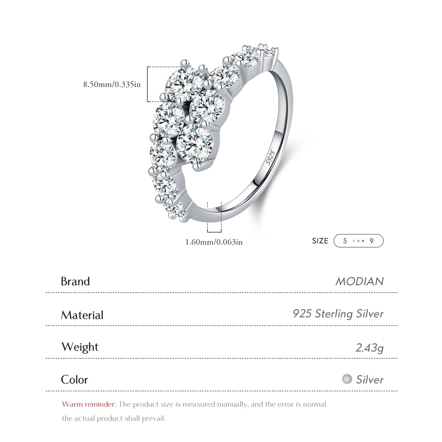 Bague Femme Argent Éclat Floral Zircon Élégance