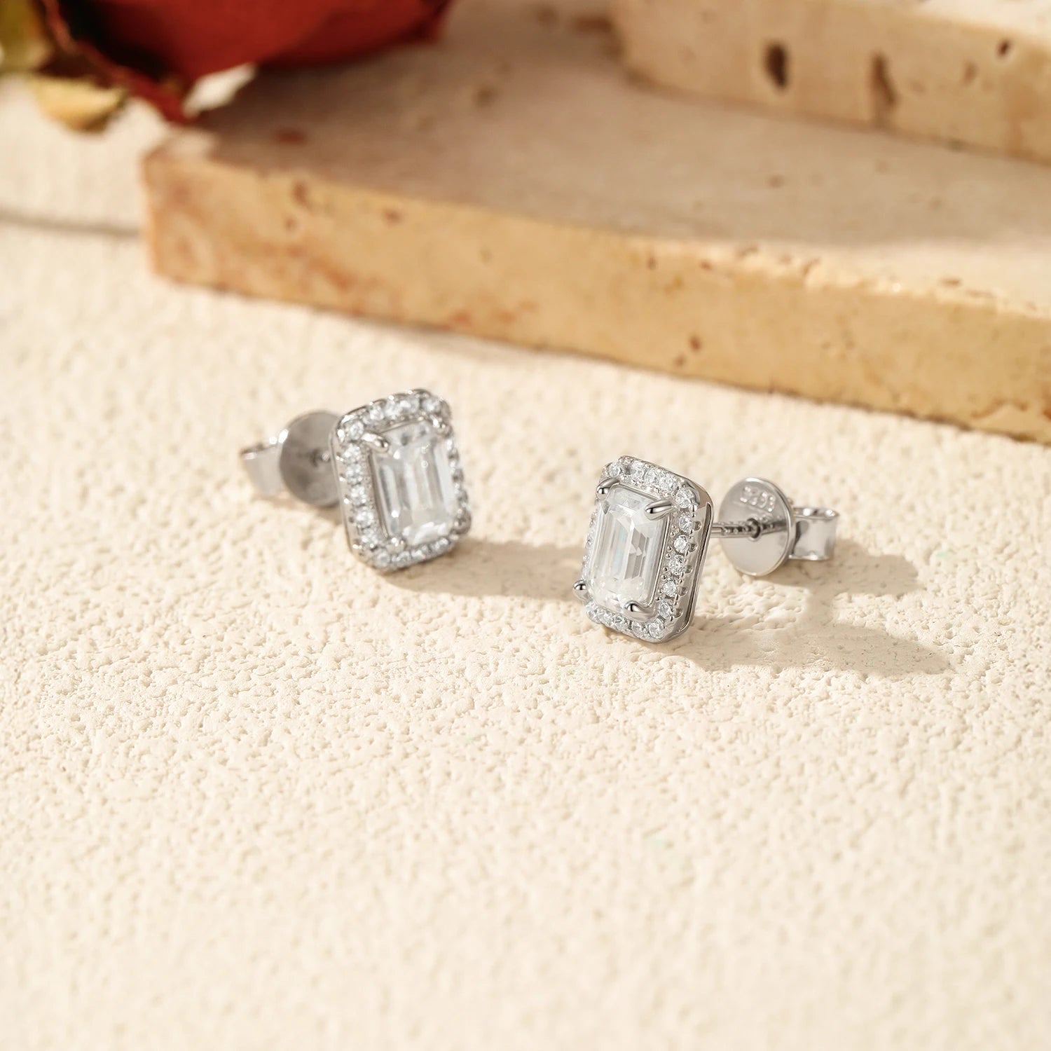 Boucles d’Oreilles Femme Argent Moissanite Émeraude Prestige