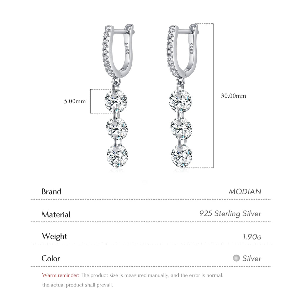 Boucles d’Oreilles Femme Argent Cascade Éclat Cristal