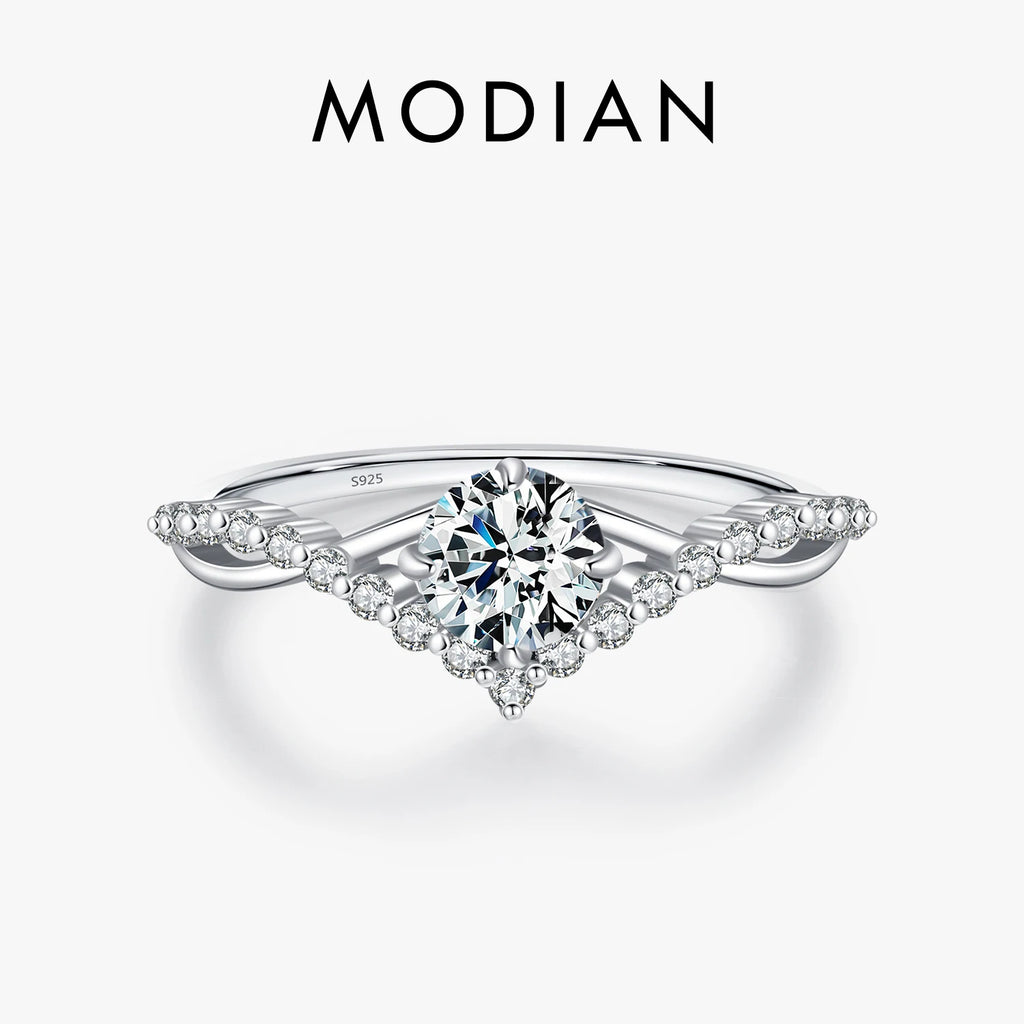 Bague Femme Argent Couronne Éclat Moissanite