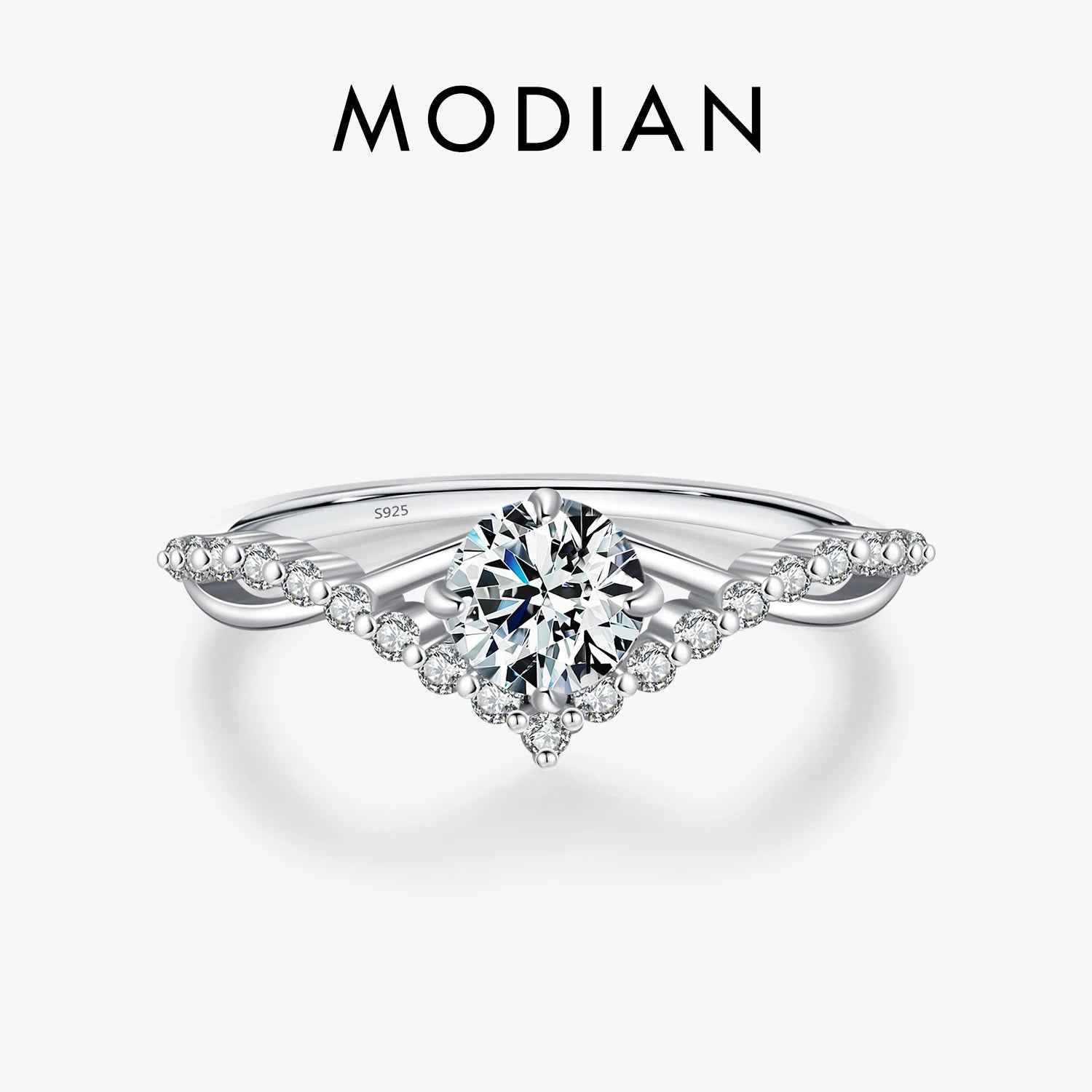 Bague Femme Argent Couronne Éclat Moissanite