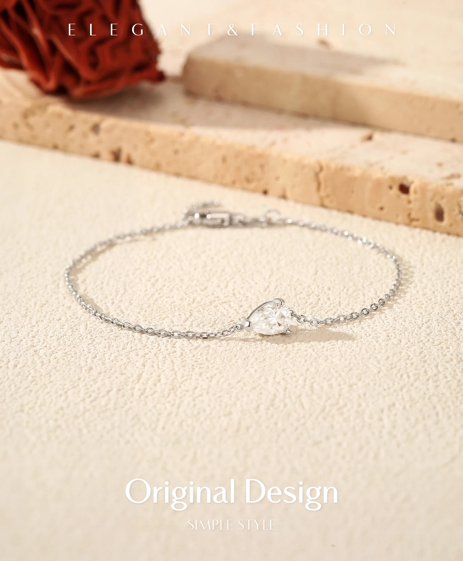 Bracelet Femme en Argent Moissanite Goutte Prestige