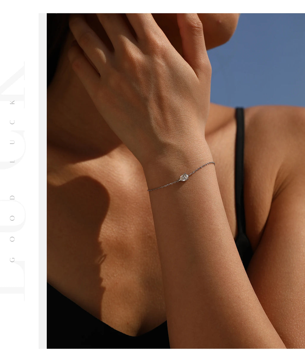 Bracelet Femme en Argent Moissanite Goutte Prestige