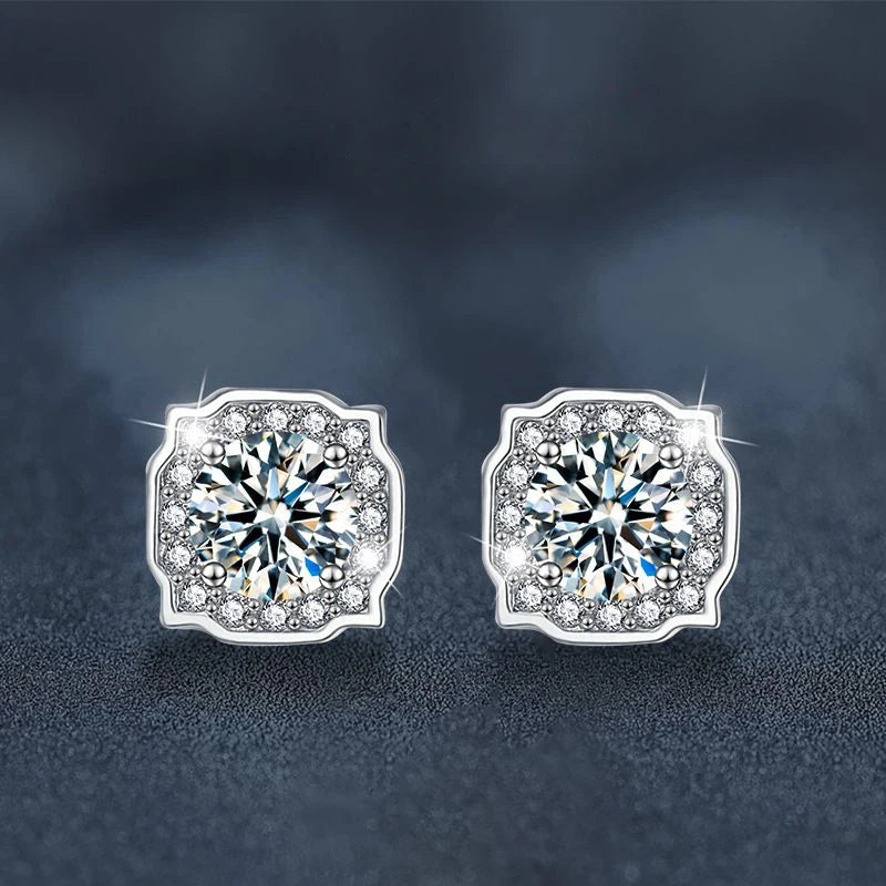 Boucles d'Oreilles Femme Argent Étoile Lumière Moissanite