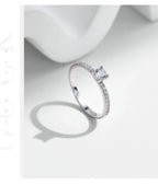 Women's Silver Solitaire Moissanite Pure Light Ring