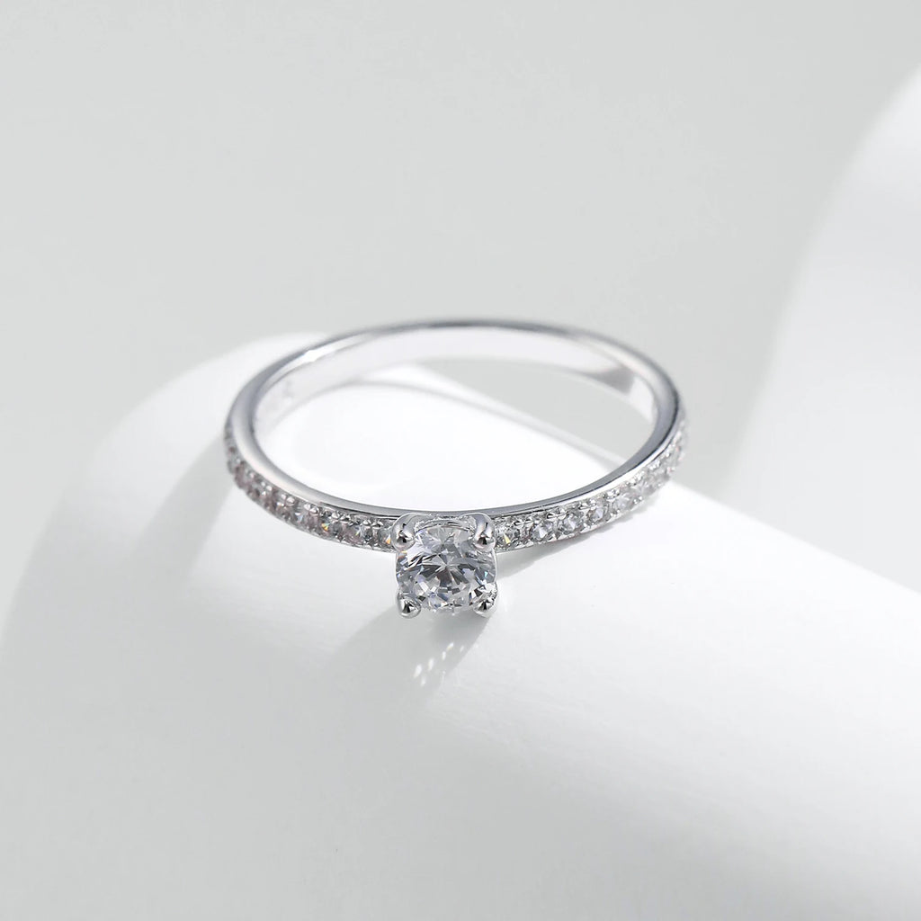 Women's Silver Solitaire Moissanite Pure Light Ring