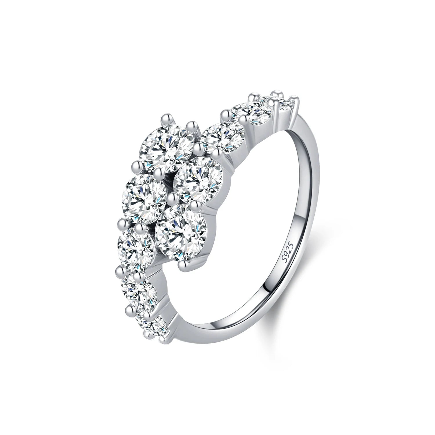 Bague Femme Argent Éclat Floral Zircon Élégance