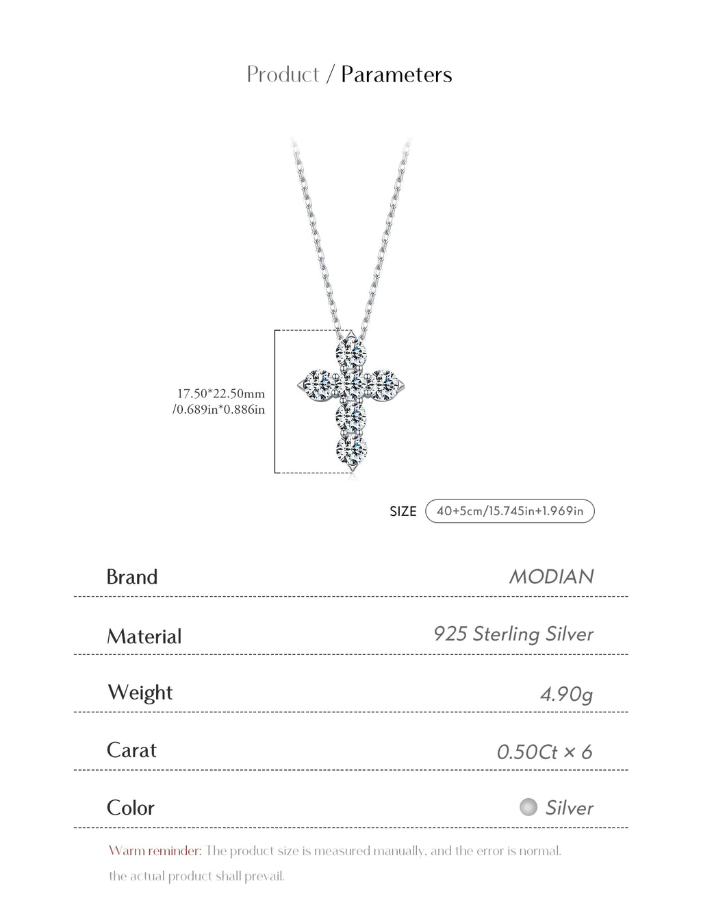 Collier Femme Argent Croix Moissanite Éclat Signature