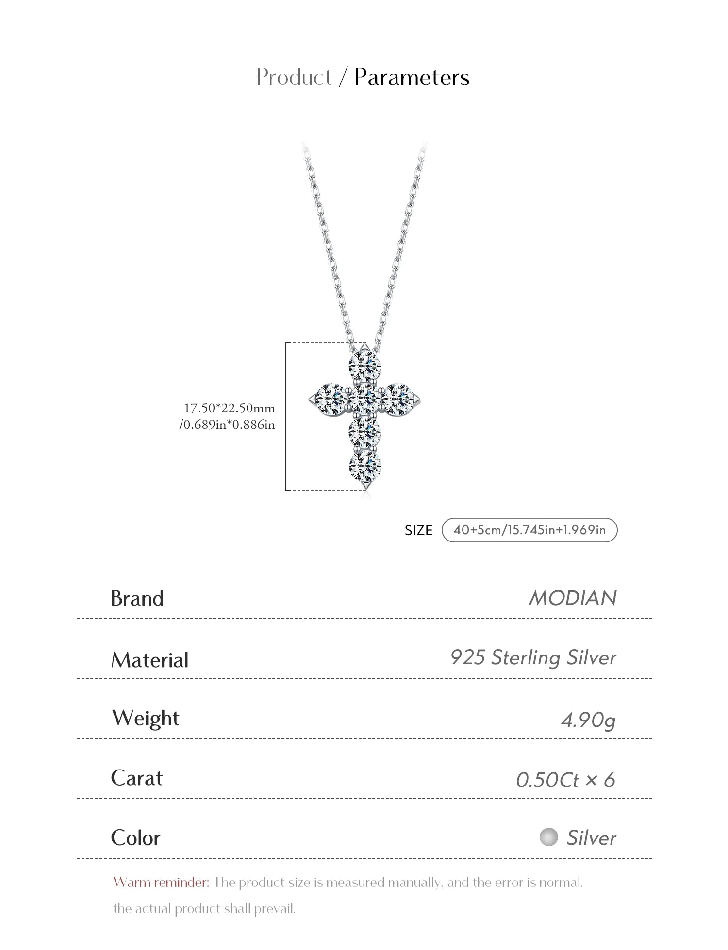 Collier Femme Argent Croix Moissanite Éclat Signature