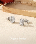 Boucles d’Oreilles Femme Argent Moissanite Émeraude Prestige