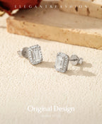 Boucles d’Oreilles Femme Argent Moissanite Émeraude Prestige
