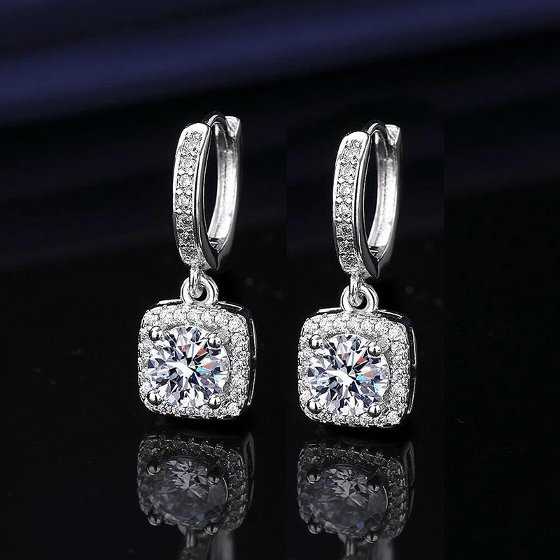 Boucles d'Oreilles Femme Argent Étoile Lumière Moissanite