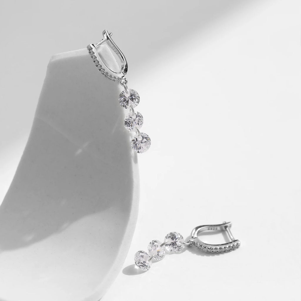 Boucles d’Oreilles Femme Argent Cascade Éclat Cristal