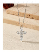 Collier Femme Argent Croix Moissanite Éclat Signature