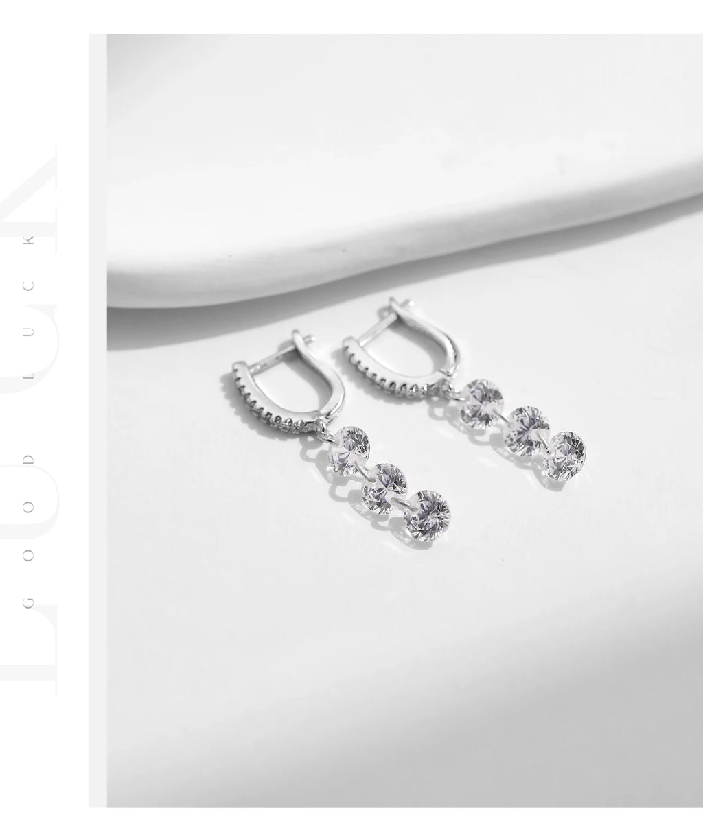 Boucles d’Oreilles Femme Argent Cascade Éclat Cristal