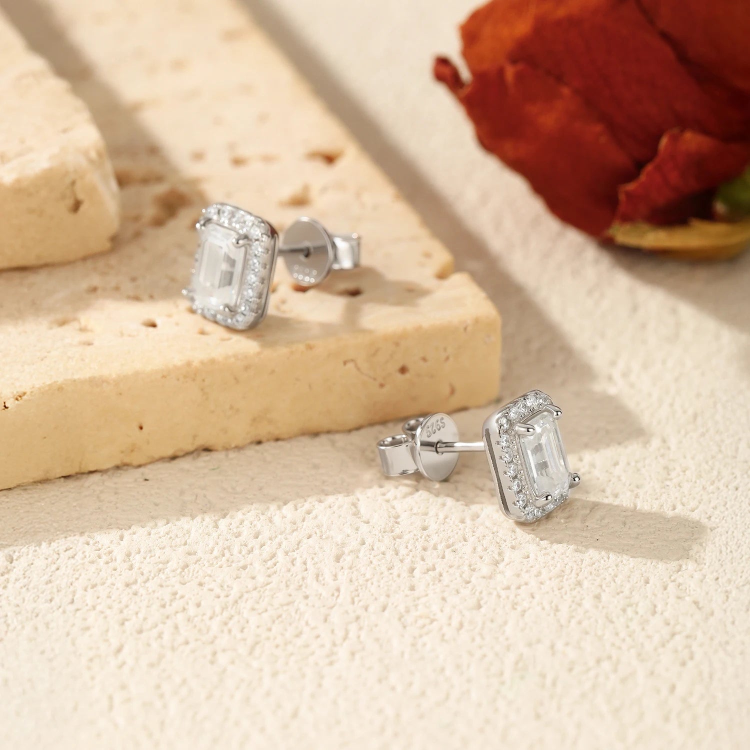 Boucles d’Oreilles Femme Argent Moissanite Émeraude Prestige