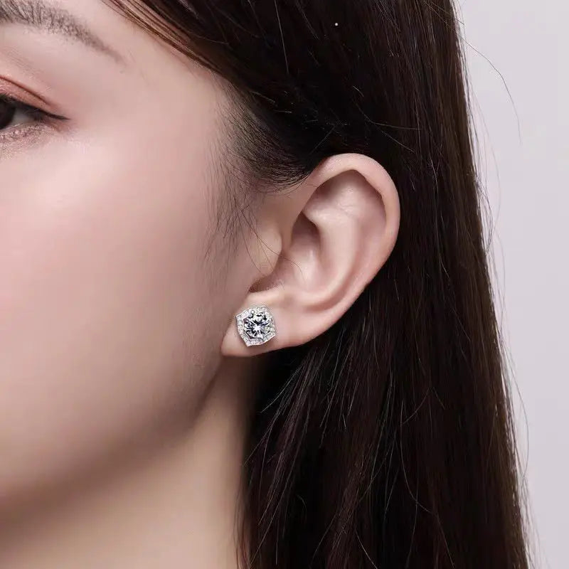 Boucles d'Oreilles Femme Argent Étoile Lumière Moissanite