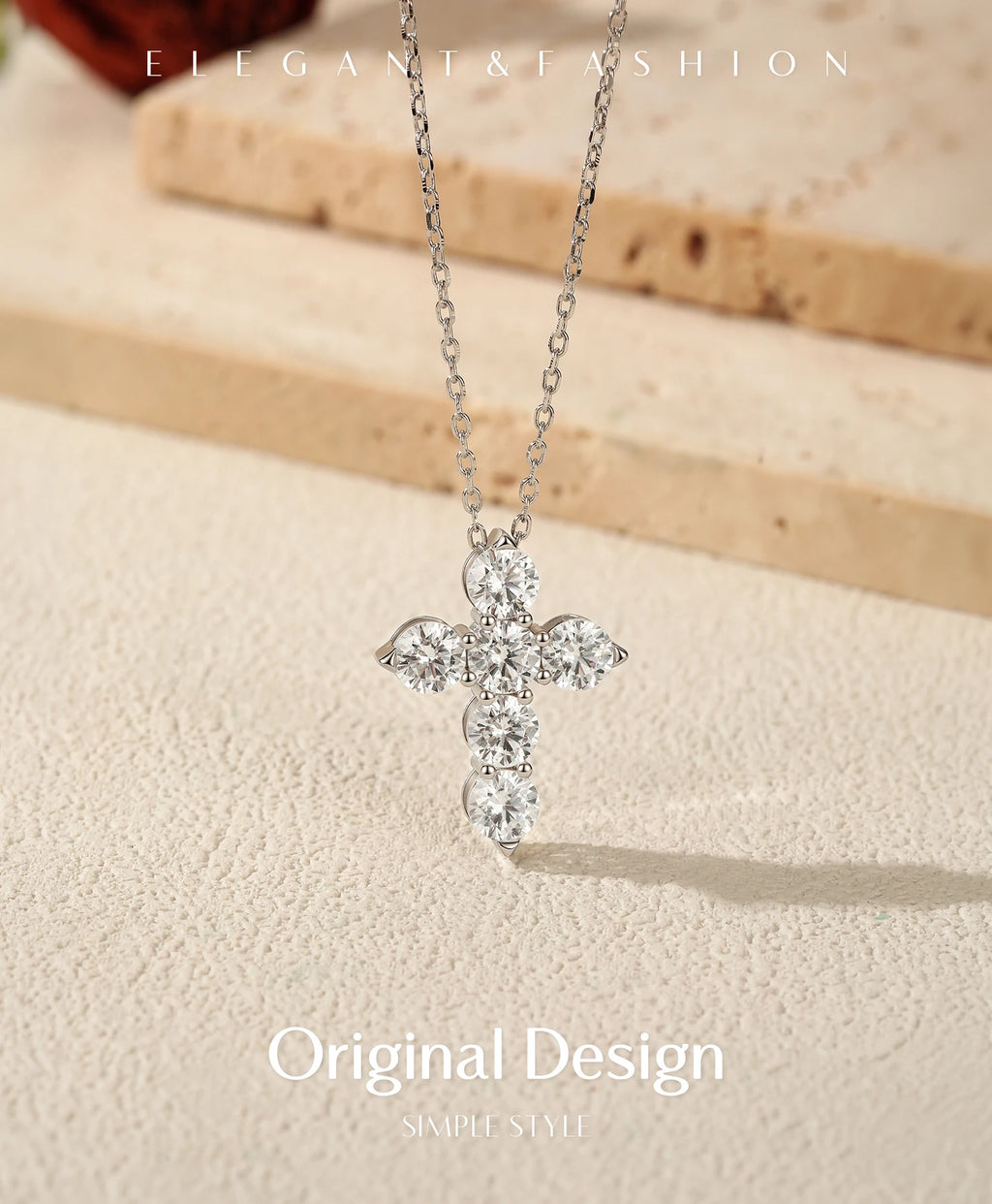 Collier Femme Argent Croix Moissanite Éclat Signature