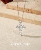 Collier Femme Argent Croix Moissanite Éclat Signature