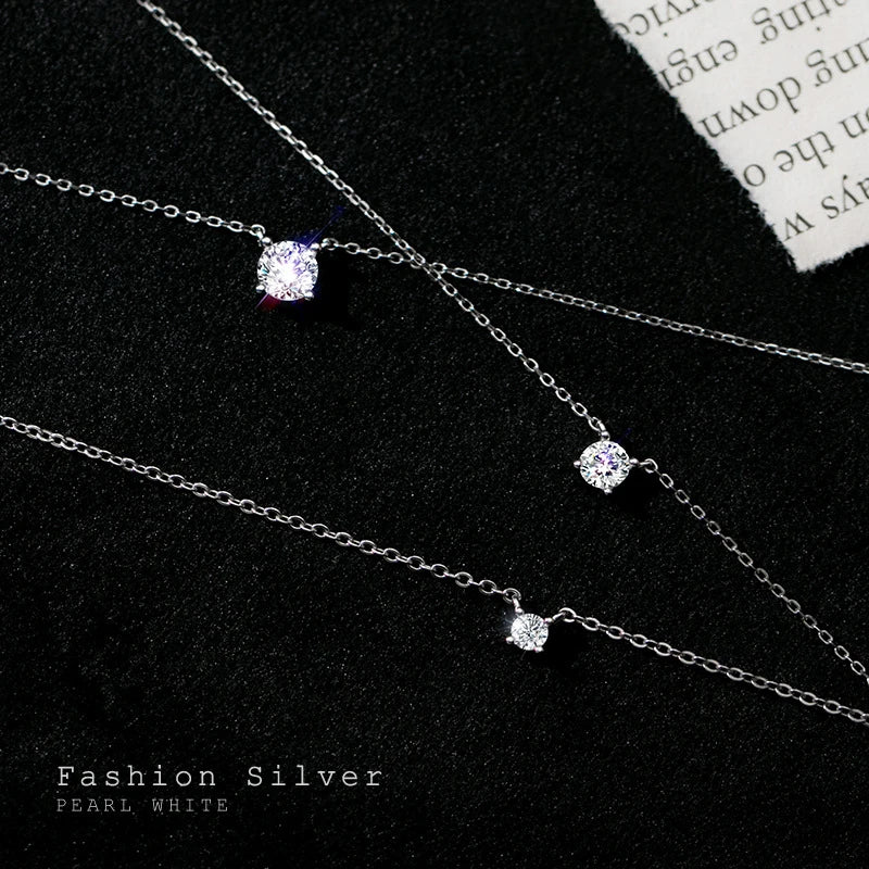 Collier Femme Argent Minimaliste Zircon Lumière Pure