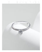 Women's Silver Solitaire Moissanite Pure Light Ring